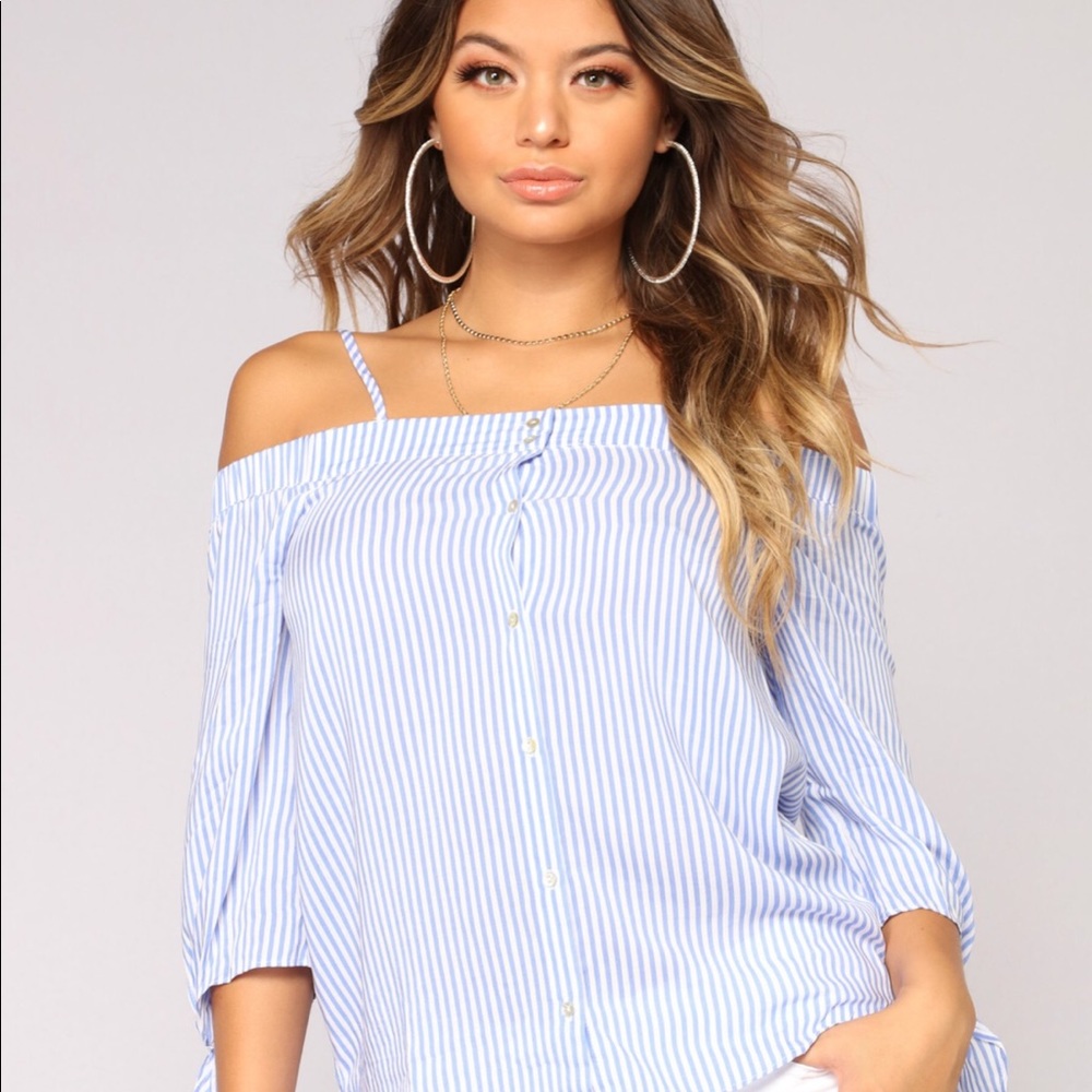 Striped off the shoulder blouse